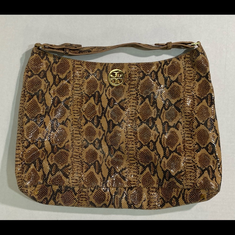 Tory Burch leather snakeskin shoulder bag